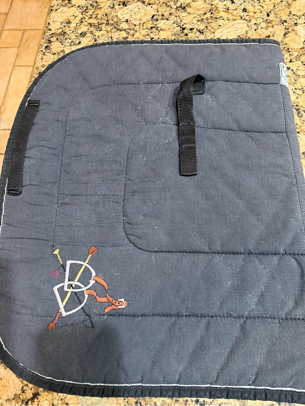 Wilkers PONY Equestrian Saddle Pad w/  Embroidered Horse Detail black read post